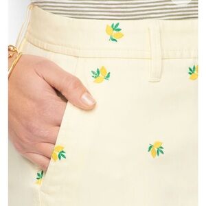 Talbots Butter Yellow Relaxed Fit Chino Pants w Citrus Lemon Embroidery